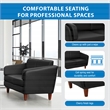Scranton & Co Black Faux Leather Loveseat with Cherry Finish Legs