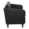 Scranton & Co Black Faux Leather Loveseat with Cherry Finish Legs