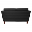 Scranton & Co Black Faux Leather Loveseat with Cherry Finish Legs