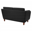 Scranton & Co Black Faux Leather Loveseat with Cherry Finish Legs