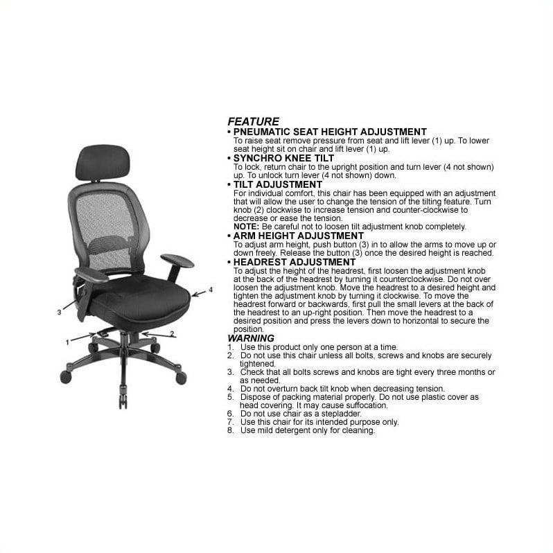 Scranton & Co Matrex Back Executive Office Chair with Mesh Seat