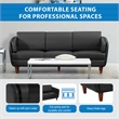 Scranton & Co Black Faux Leather Sofa with Cherry Finish Legs