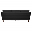 Scranton & Co Black Faux Leather Sofa with Cherry Finish Legs