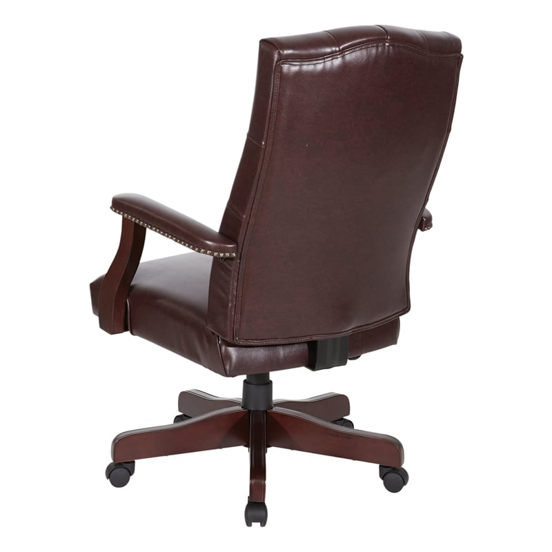 Scranton & Co Oxblood Vinyl Traditional Executive Chair with Padded Arms