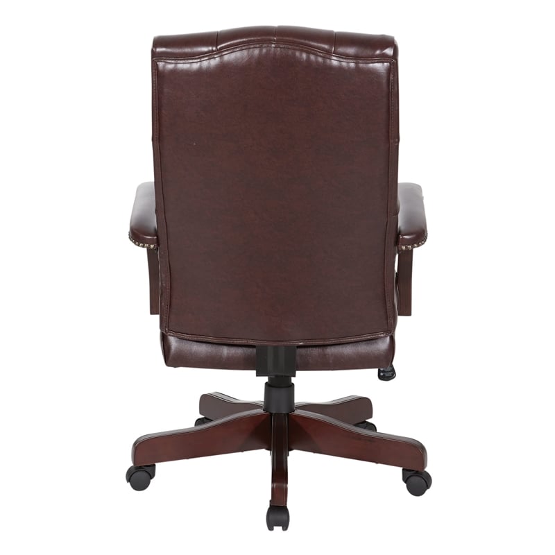 Scranton & Co Oxblood Vinyl Traditional Executive Chair with Padded Arms
