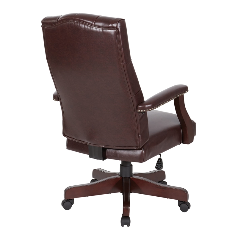 Scranton & Co Oxblood Vinyl Traditional Executive Chair with Padded Arms