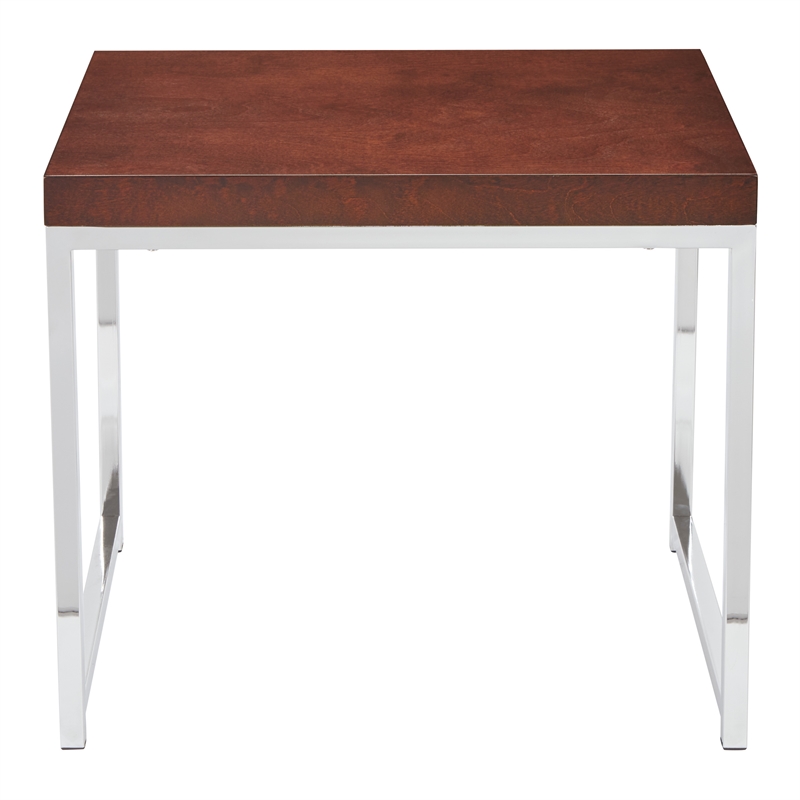 Scranton & Co Espresso Wood Veneer End Table with Chrome Legs