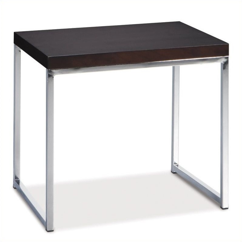 Scranton & Co Espresso Wood Veneer End Table with Chrome Legs