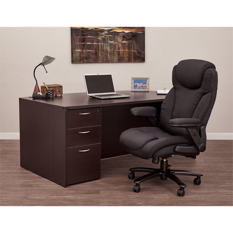 Scranton & Co High Back Black Fabric Executive Chair with Flip Arms