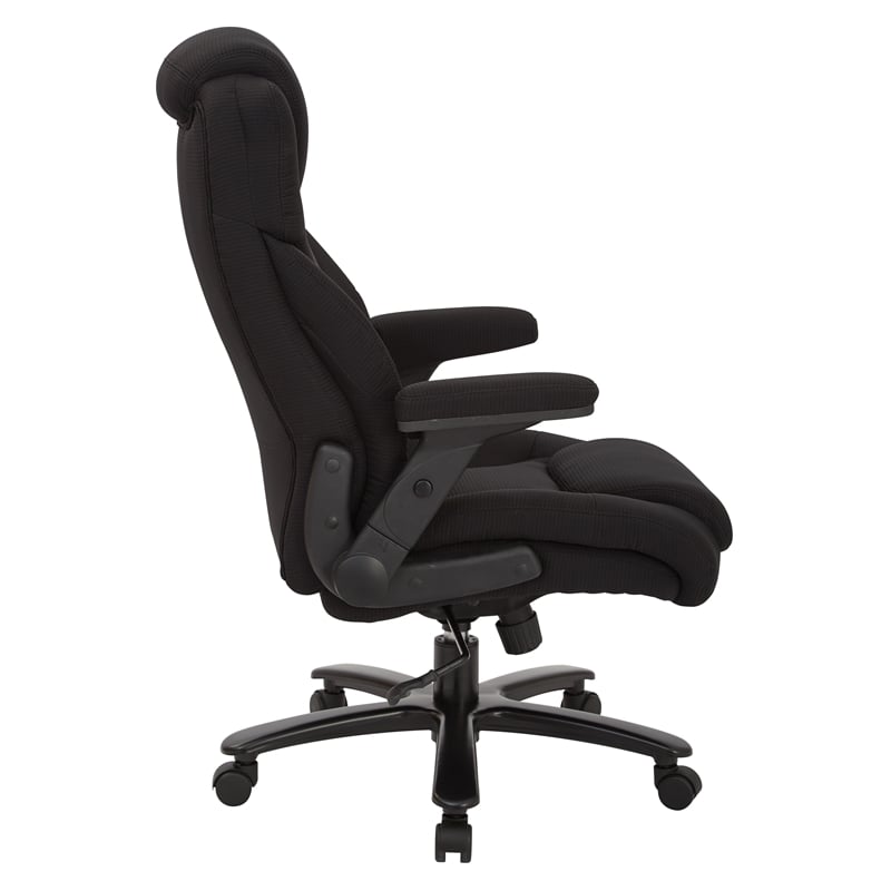 Scranton & Co High Back Black Fabric Executive Chair with Flip Arms