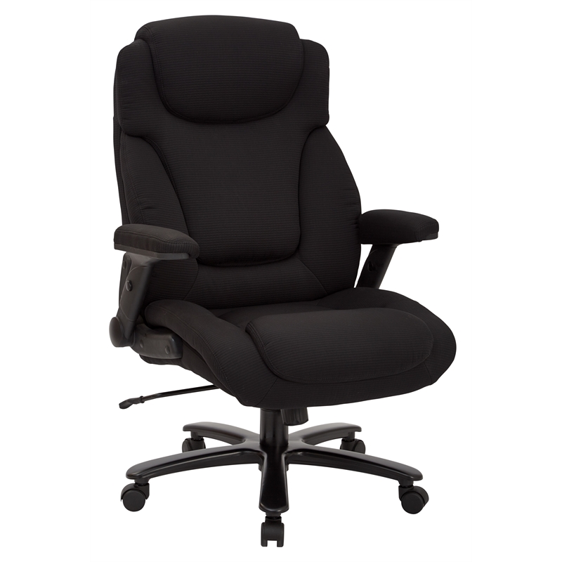 Scranton & Co High Back Black Fabric Executive Chair with Flip Arms