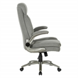 Scranton & Co Big & Tall Gray Fabric Chair with Flip Arms and Titanium Base