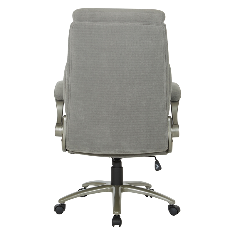 Scranton & Co Big & Tall Gray Fabric Chair with Flip Arms and Titanium Base