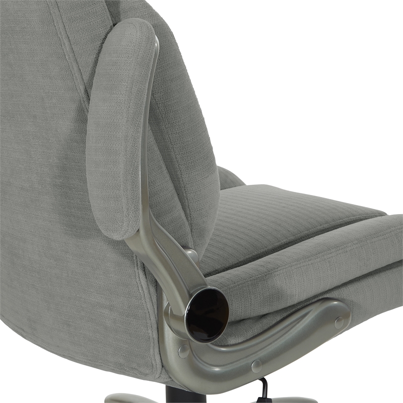 Scranton & Co Big & Tall Gray Fabric Chair with Flip Arms and Titanium Base
