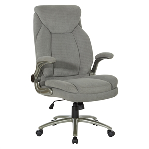 Scranton & Co Big & Tall Gray Fabric Chair with Flip Arms and Titanium Base