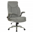 Scranton & Co Big & Tall Gray Fabric Chair with Flip Arms and Titanium Base