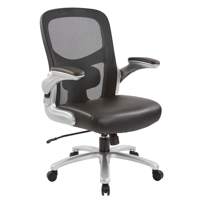 Scranton & Co Mesh Back Executive Chair in Black Bonded Leather