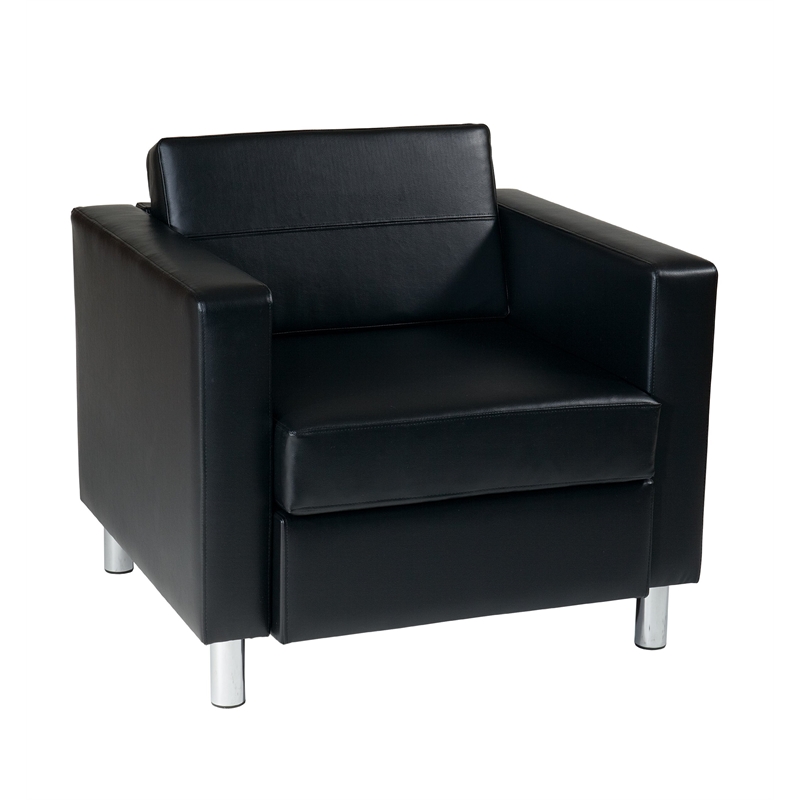 Scranton & Co Club Barrel Chair in Black Vinyl with Silver Legs