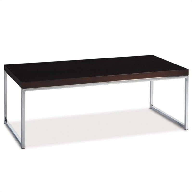 Scranton & Co Contemporary Espresso Wood Coffee Table with Chrome Legs