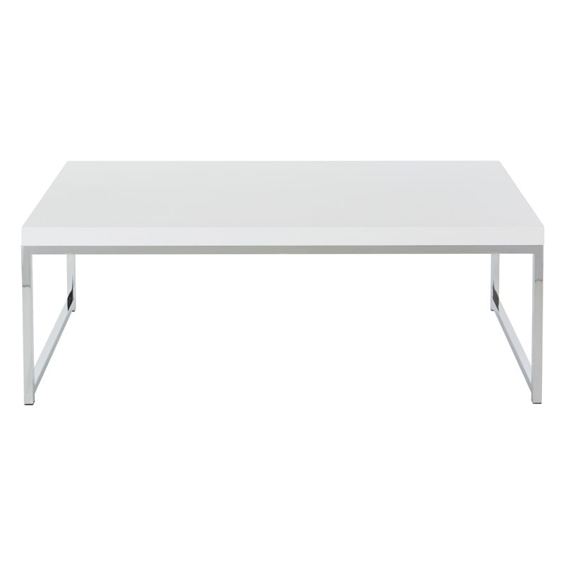 Scranton & Co White Coffee Table in Engineered Wood with Chrome Legs