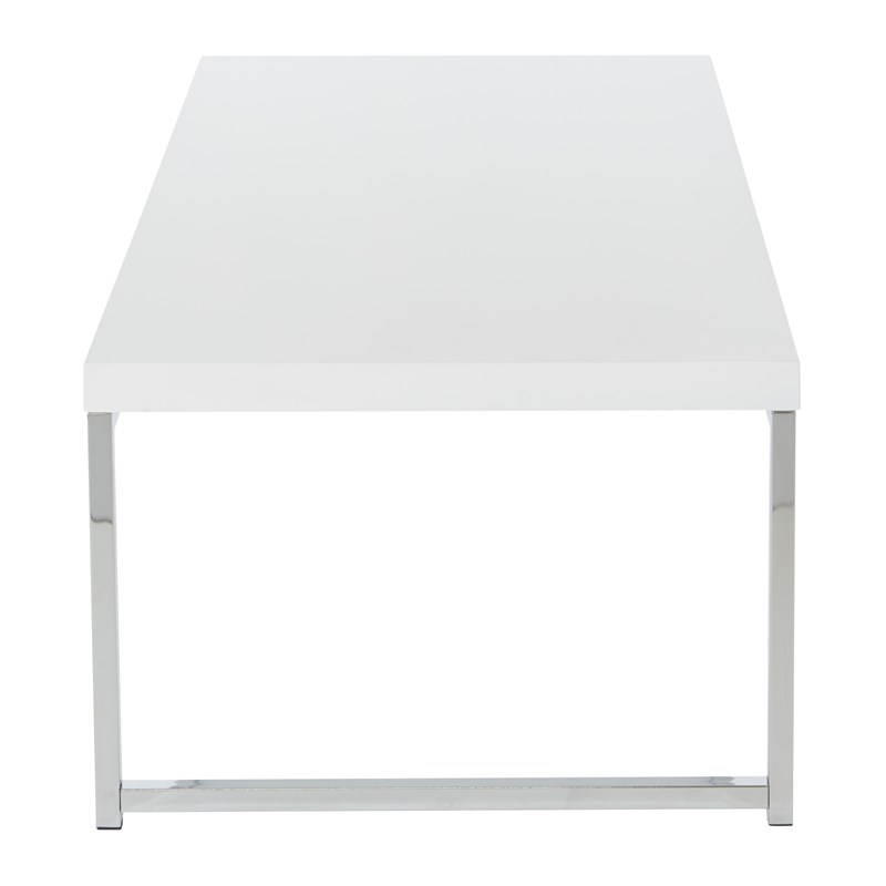 Scranton & Co White Coffee Table in Engineered Wood with Chrome Legs
