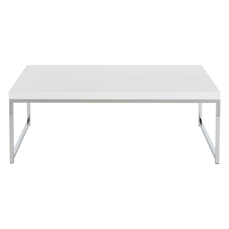 Scranton & Co White Coffee Table in Engineered Wood with Chrome Legs