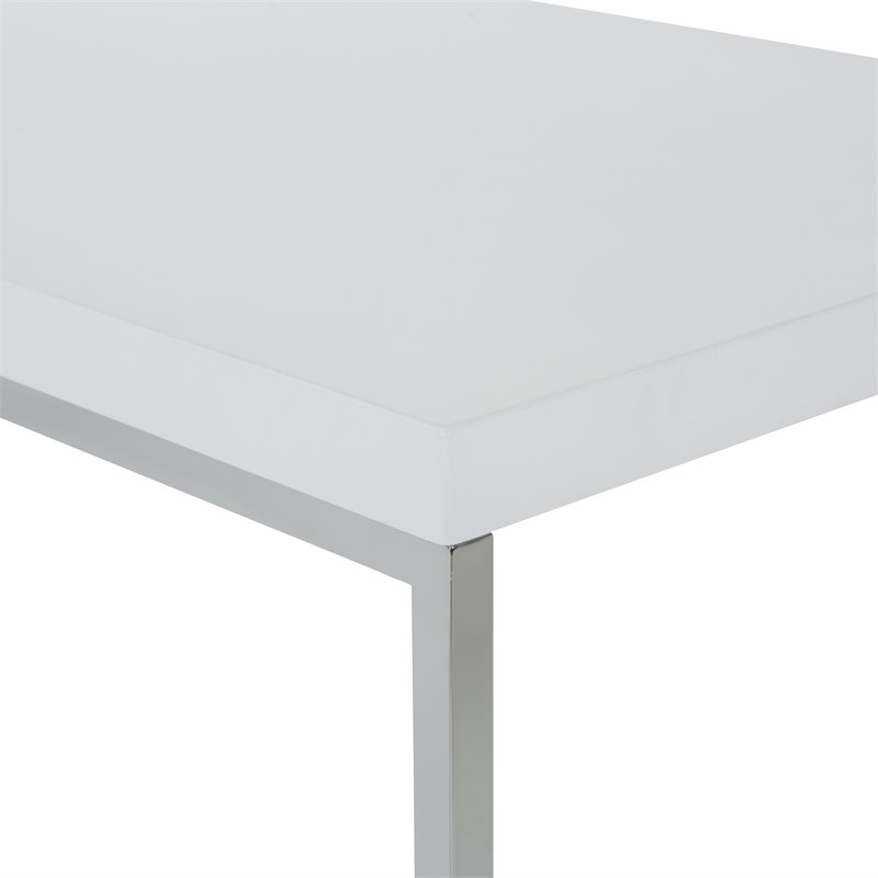Scranton & Co White Coffee Table in Engineered Wood with Chrome Legs
