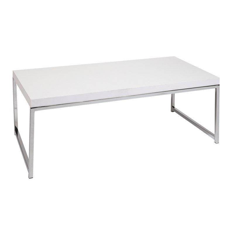 Scranton & Co White Coffee Table in Engineered Wood with Chrome Legs