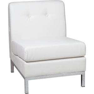 Scranton & Co Corner Chair in Smoke Gray Faux Leather with Chrome Base