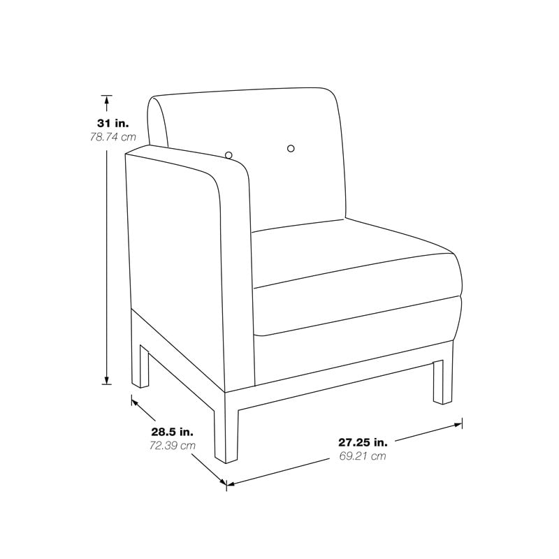 Scranton & Co Left Facing Faux Leather Arm Chair in Smoke Gray