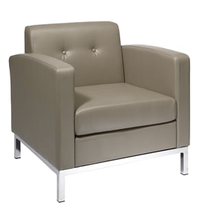 Scranton & Co Smoke Gray Faux Leather Club Arm Chair with Chrome Base