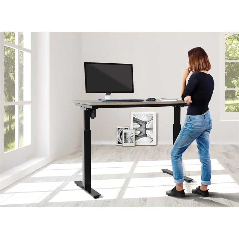 Scranton & Co Height Adjustable Table in Urban Walnut with Black Base