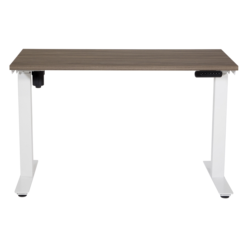 Scranton & Co Height Adjustable Table in Urban Walnut with White Base