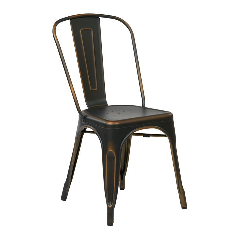 Scranton & Co Armless Metal Dining Chair in Antique Black - 2 Pack