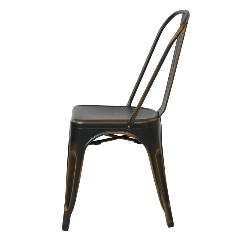 Scranton & Co Armless Metal Dining Chair in Antique Black - 2 Pack