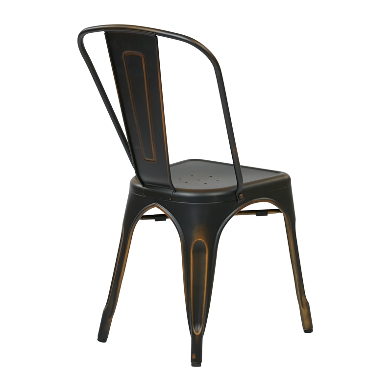 Scranton & Co Armless Metal Dining Chair in Antique Black - 2 Pack
