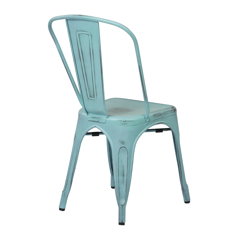 Scranton & Co Armless Metal Chair in Antique Sky Blue - 2 Pack