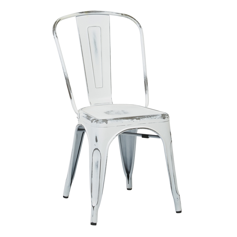 Scranton & Co Contemporary Metal Armless Chair in Antique White - 2 Pack