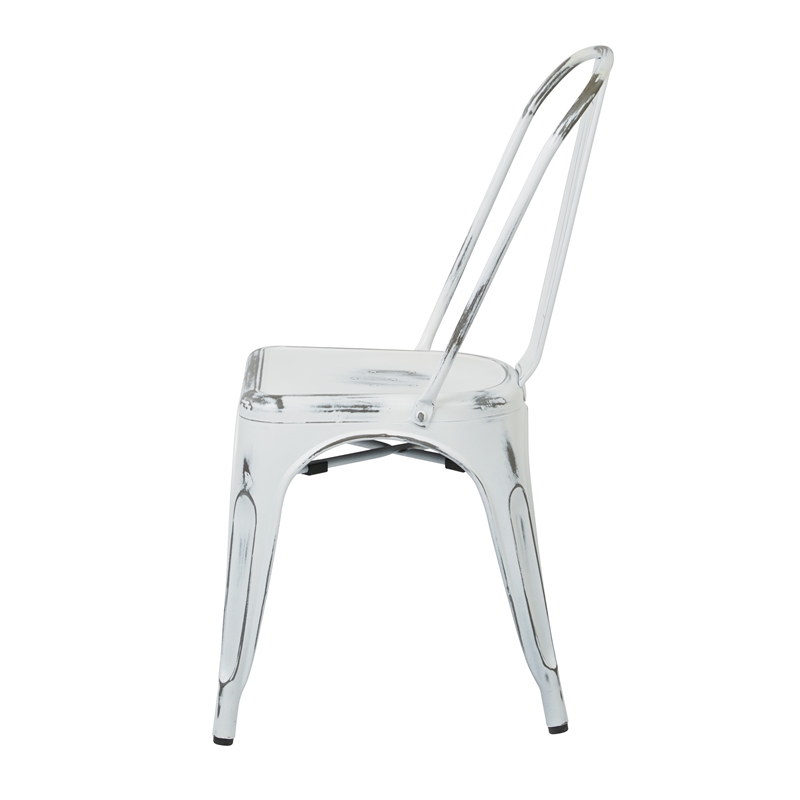 Scranton & Co Contemporary Metal Armless Chair in Antique White - 2 Pack