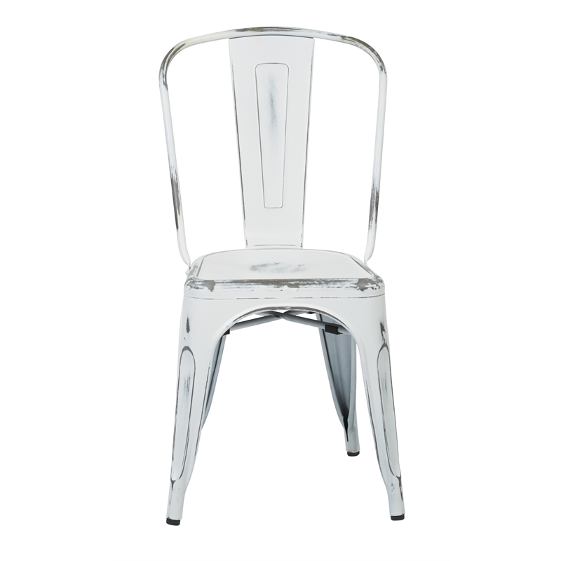 Scranton & Co Contemporary Metal Armless Chair in Antique White - 2 Pack