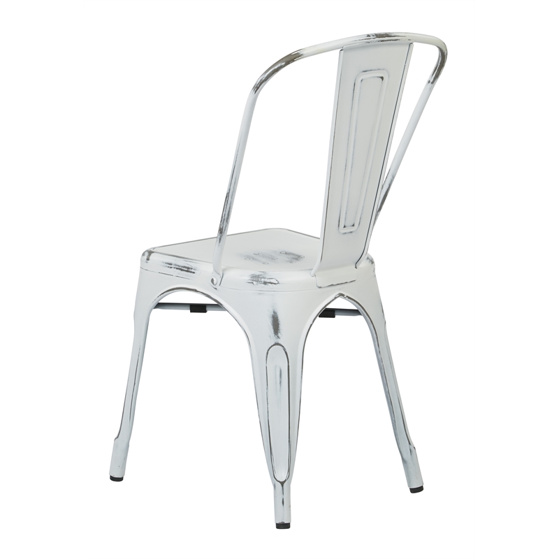 Scranton & Co Contemporary Metal Armless Chair in Antique White - 2 Pack