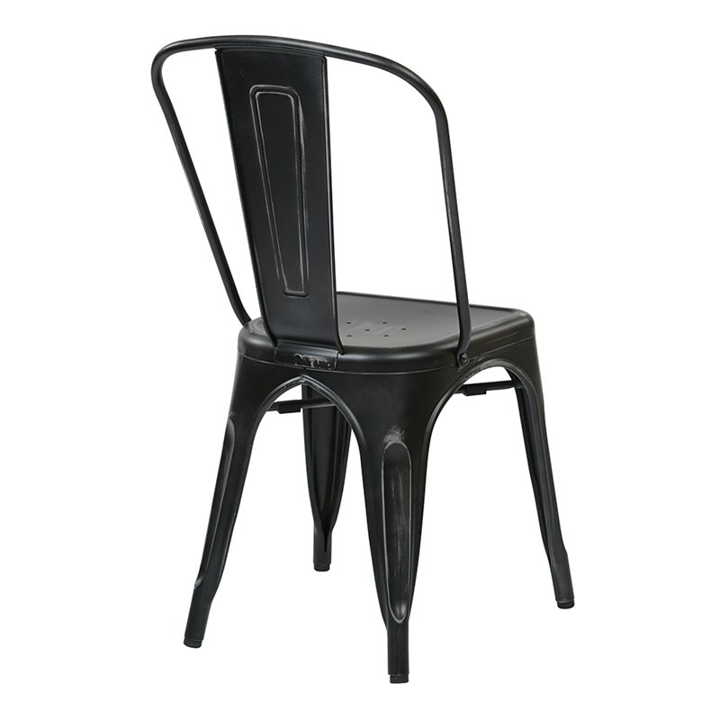 Scranton & Co Industrial Armless Metal Chair in Antique Black - 4 Pack