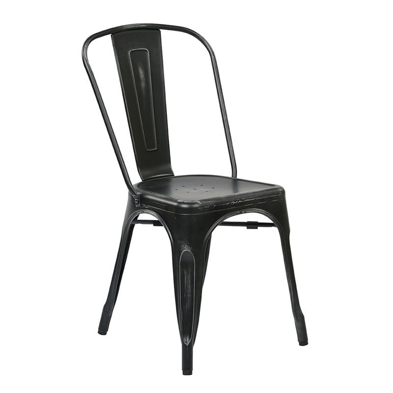 Scranton & Co Industrial Armless Metal Chair in Antique Black - 4 Pack