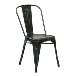Scranton & Co Industrial Armless Metal Chair in Antique Black - 4 Pack