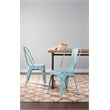 Scranton & Co Industrial Armless Metal Chair in Antique Sky Blue - 4 Pack