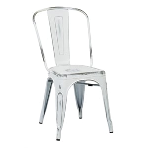 Scranton & Co Industrial Armless Metal Chair in Antique White - 4 Pack