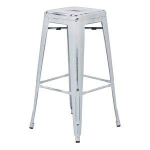Scranton & Co 30&quot Antique Metal Barstool in White Finish - Set of 4
