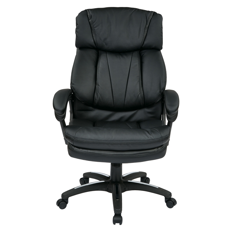 Scranton & Co Oversized Black Faux Leather Executive Chair with Loop Arms