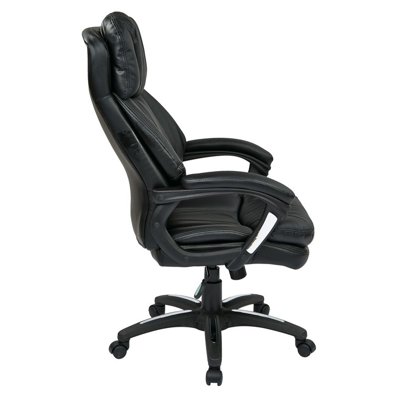 Scranton & Co Oversized Black Faux Leather Executive Chair with Loop Arms