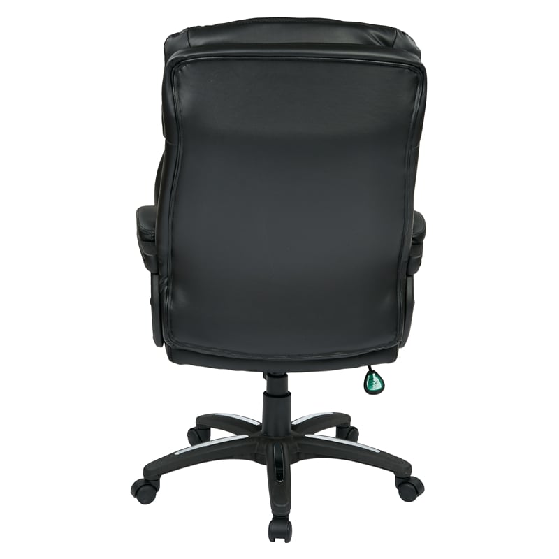 Scranton & Co Oversized Black Faux Leather Executive Chair with Loop Arms